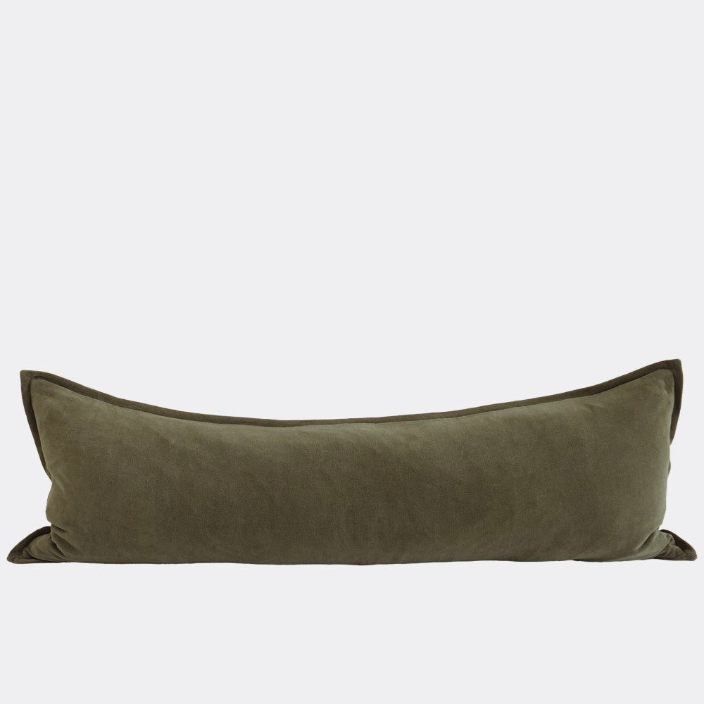 Evelyn Velvet Long Lumbar- Olive - Eadie Lifestyle
