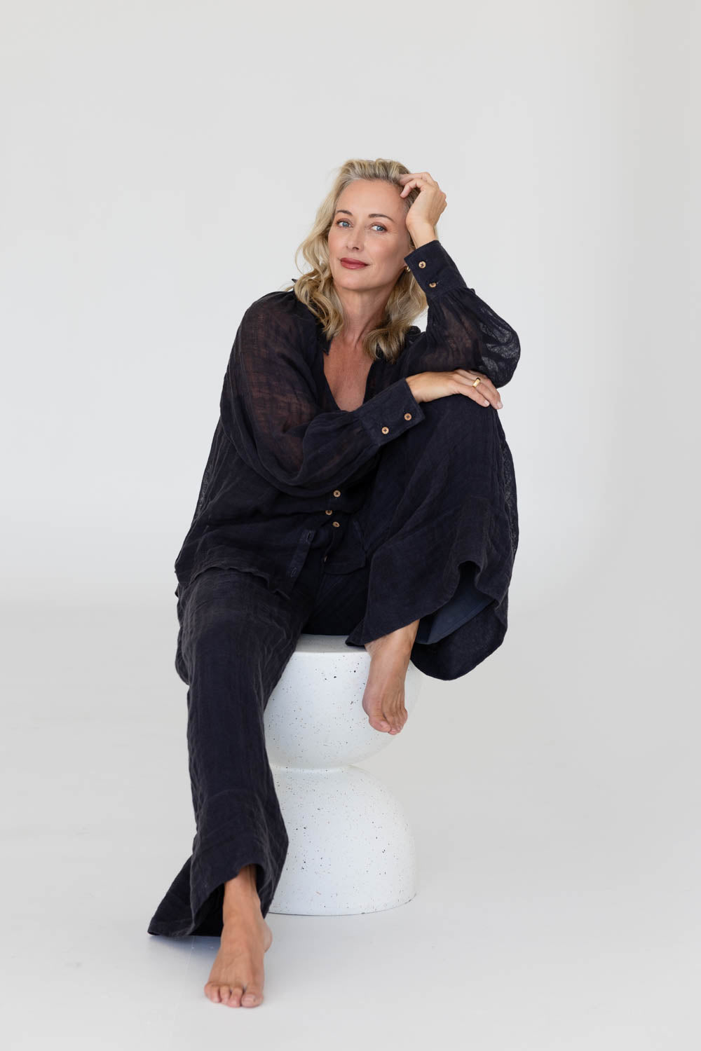 Arana Linen Pant - Midnight - Eadie Lifestyle
