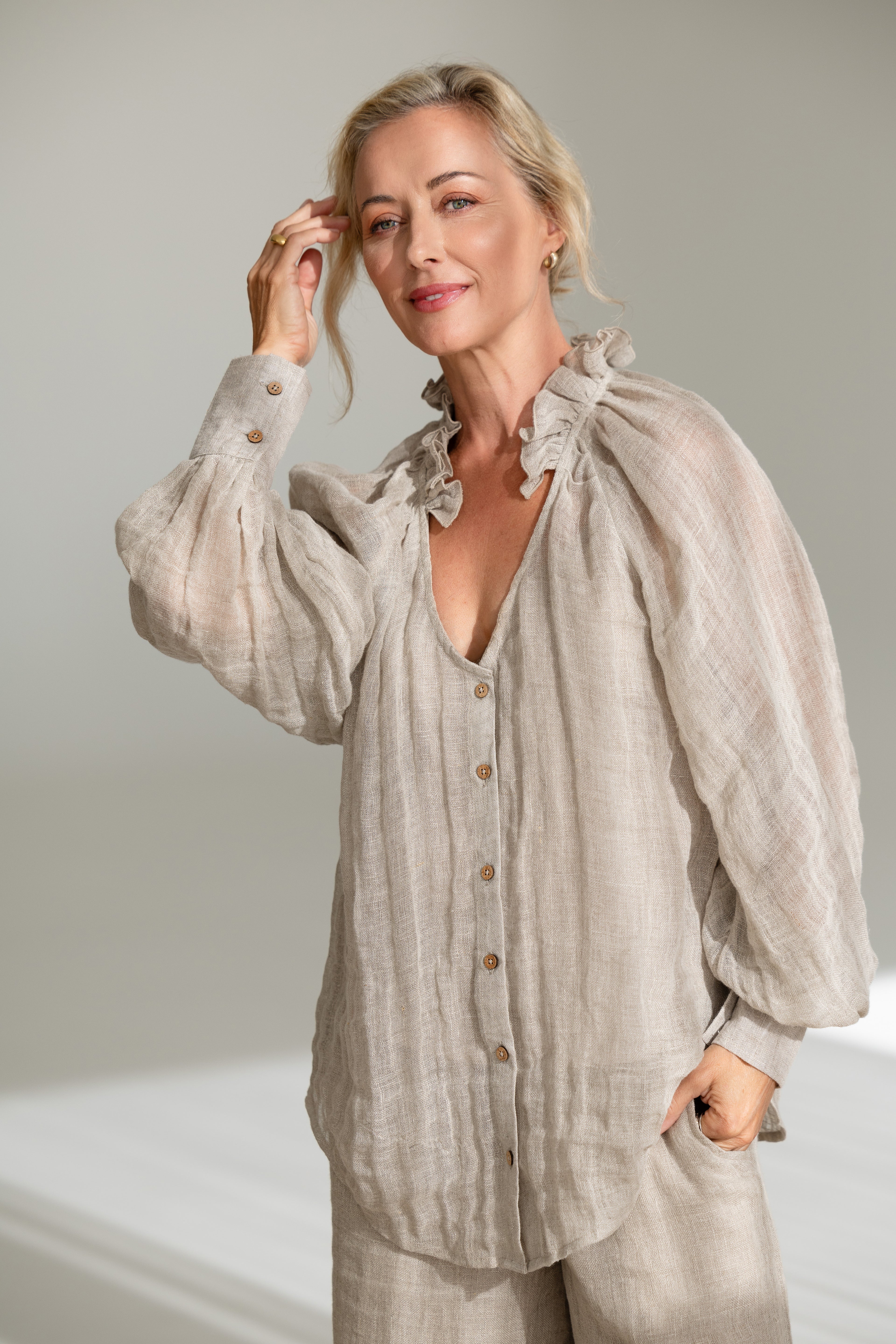 Mika Linen Blouse - Natural - Eadie Lifestyle