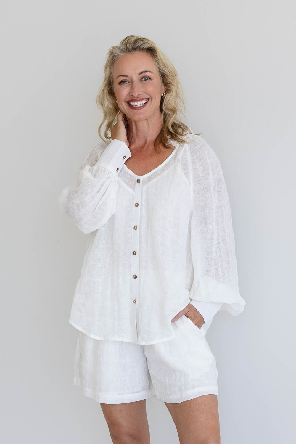 Mika Linen Blouse - Off White - Eadie Lifestyle