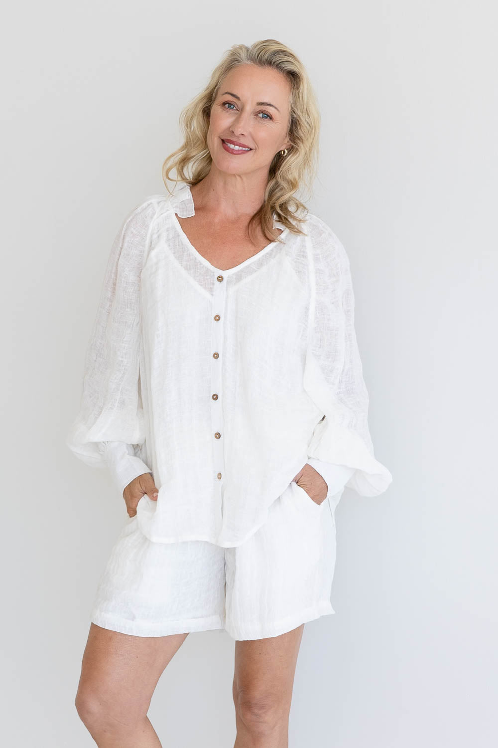 Mika Linen Blouse - Off White - Eadie Lifestyle