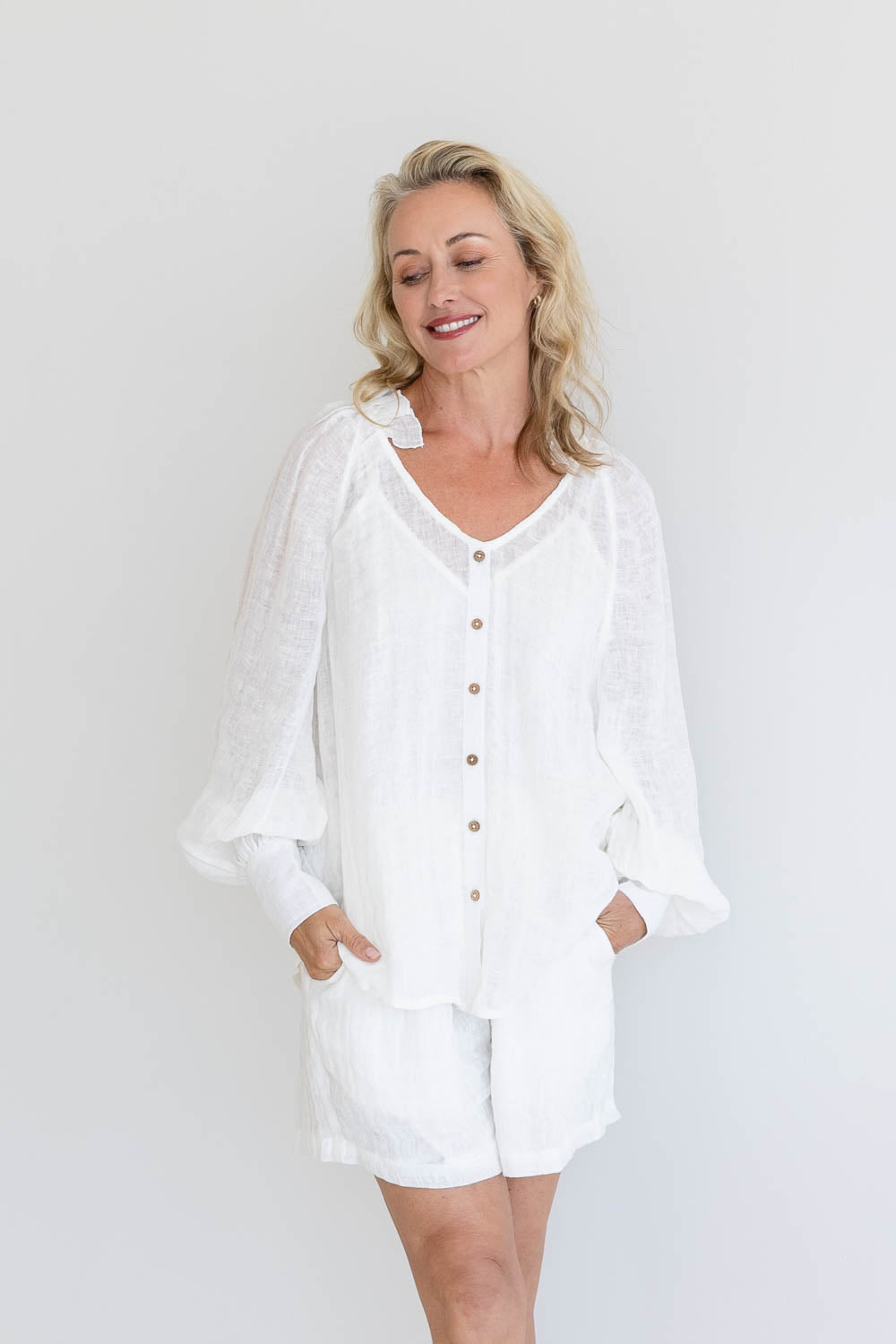 Mika Linen Blouse - Off White - Eadie Lifestyle