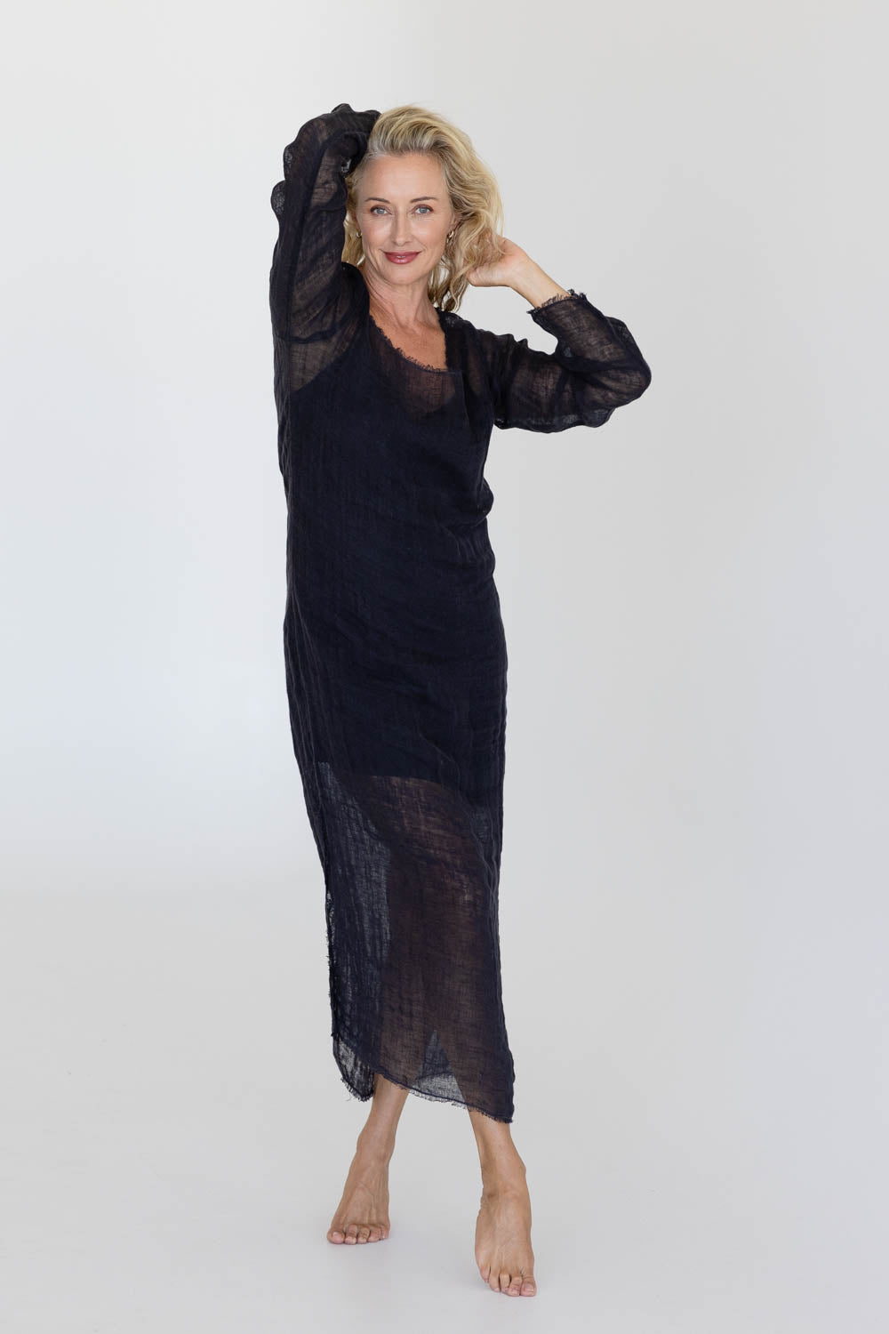 Mode Linen Dress - Midnight - Eadie Lifestyle