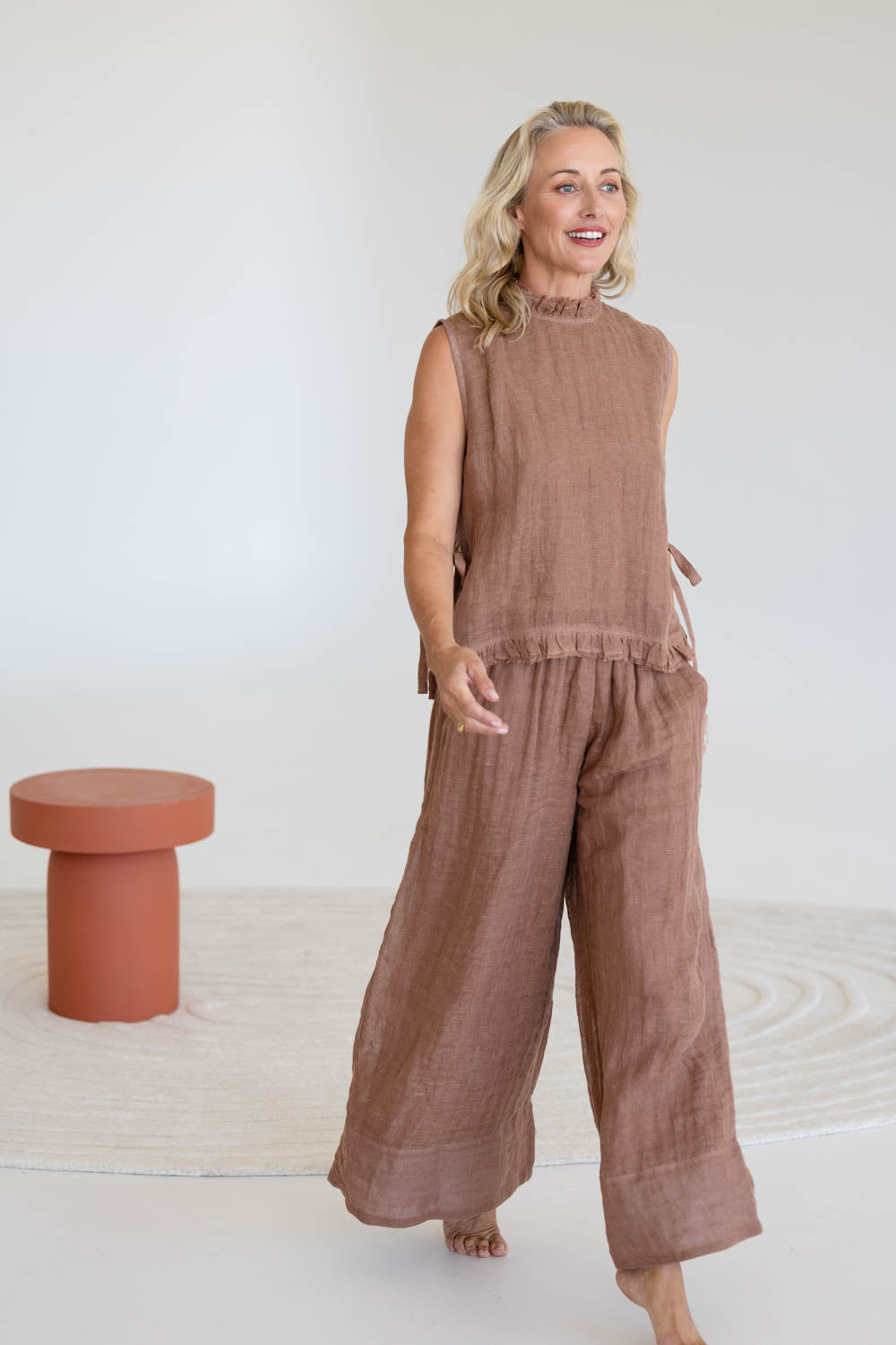 Nadia Linen Top - Clay - Eadie Lifestyle