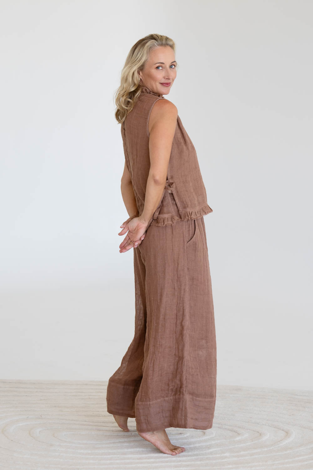 Nadia Linen Top - Clay - Eadie Lifestyle