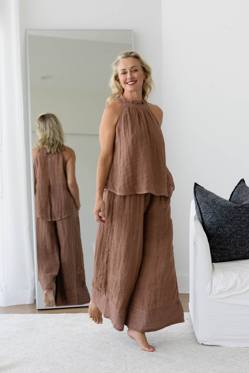 Nadia Linen Top - Clay - Eadie Lifestyle