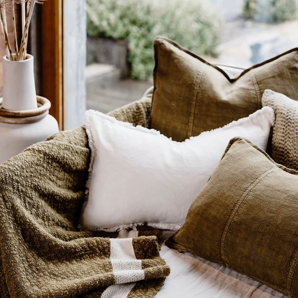 Luca® Linen Cushion - Olive - Eadie Lifestyle
