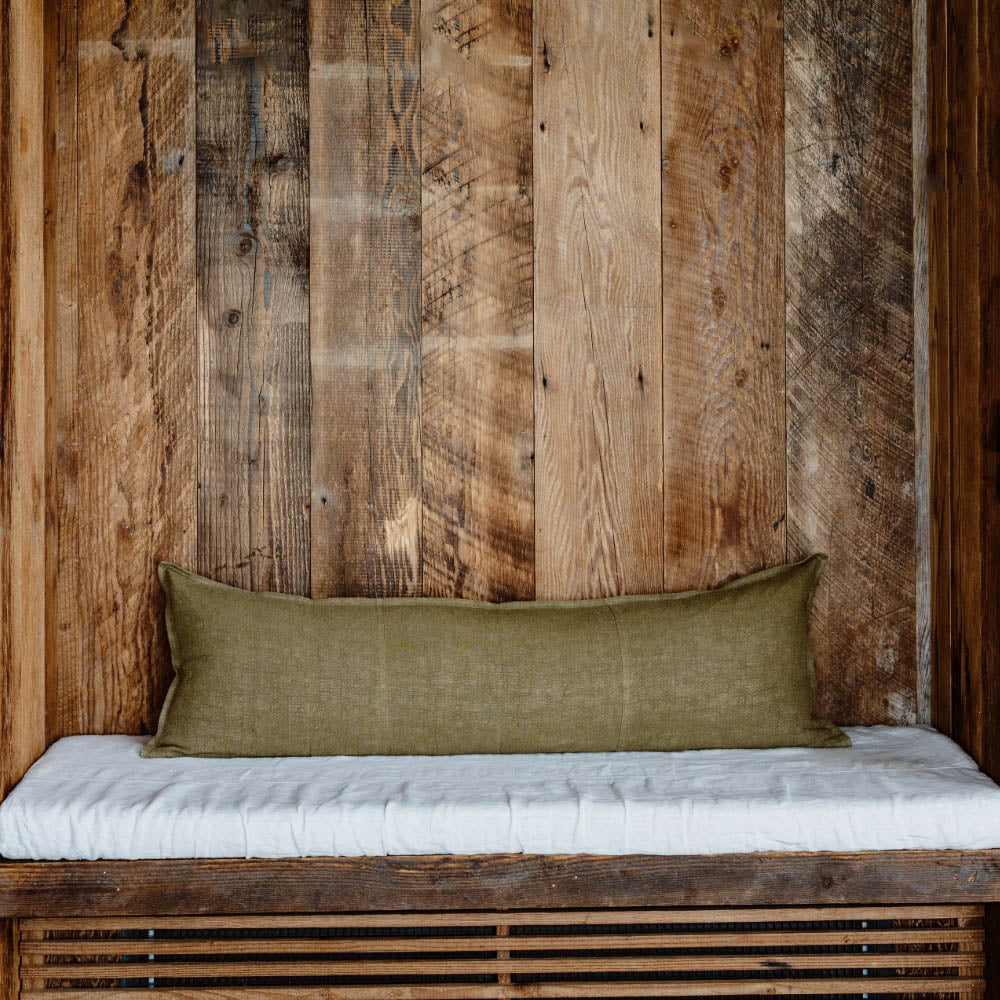 Luca® Linen Long Lumbar - Olive - Eadie Lifestyle