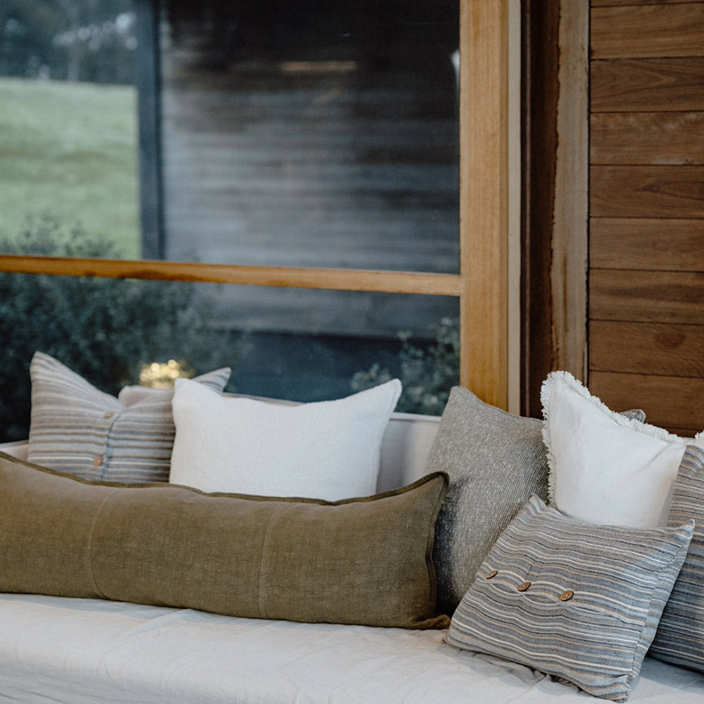 Luca® Linen Long Lumbar - Olive - Eadie Lifestyle