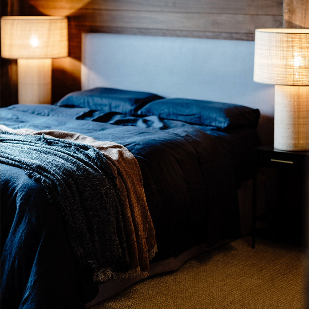 French Linen Duvet Cover w/ Button Closure - Midnight - Eadie Lifestyle