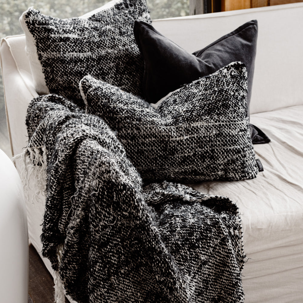 Wabi Cushion - 100% Recycled Linen, Black