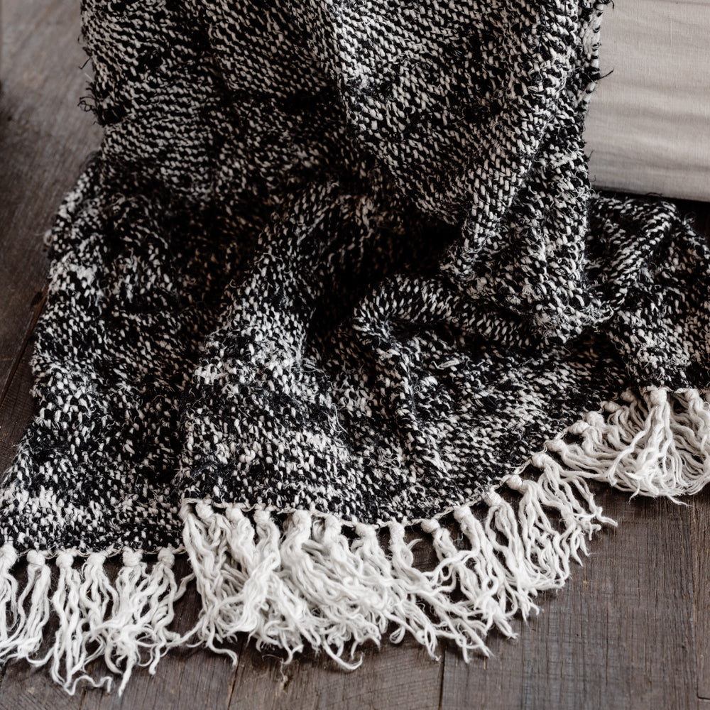 Wabi Throw - 100% Recycled Linen, Black