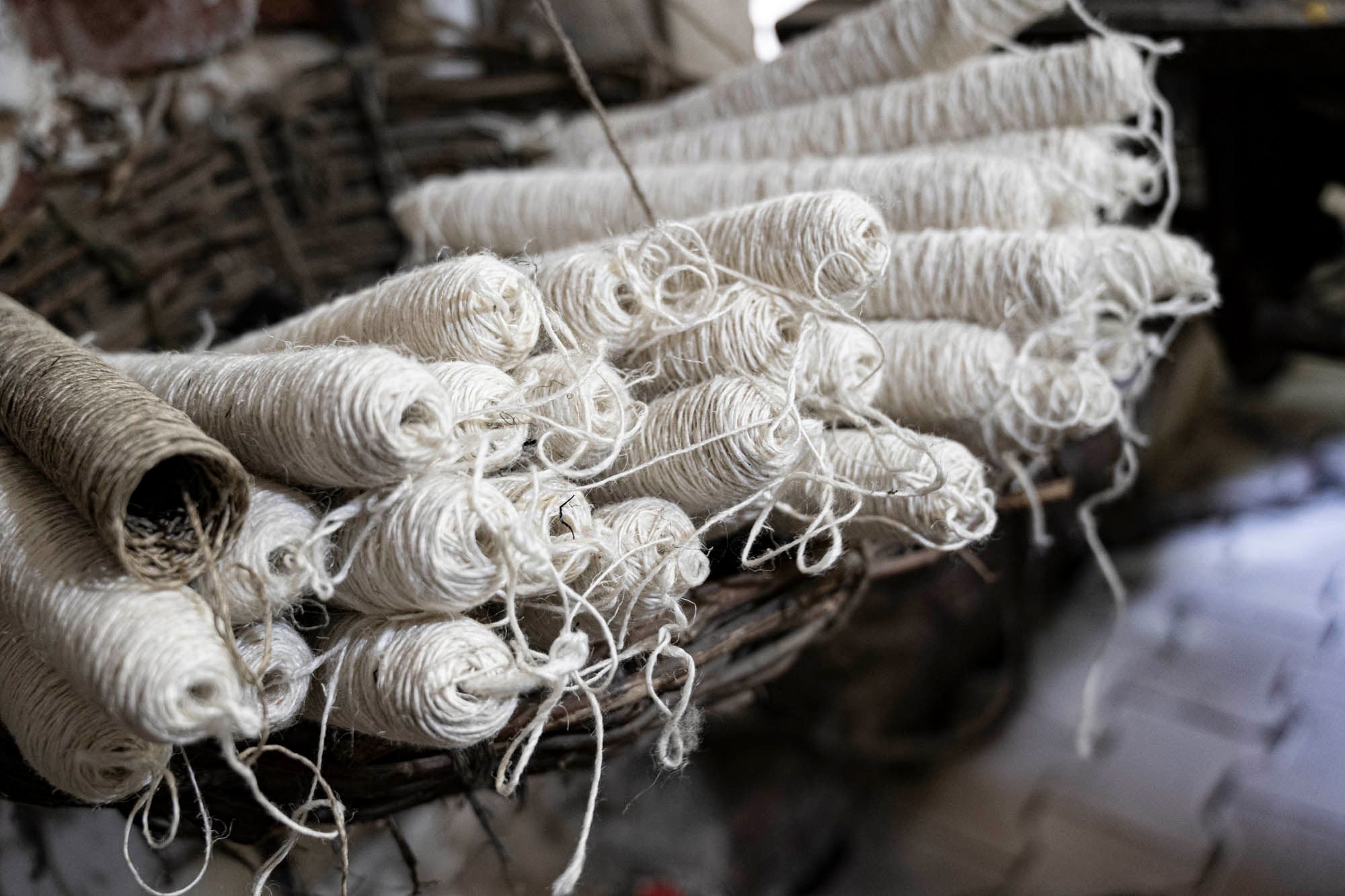 cotton and linen weaves up close in India