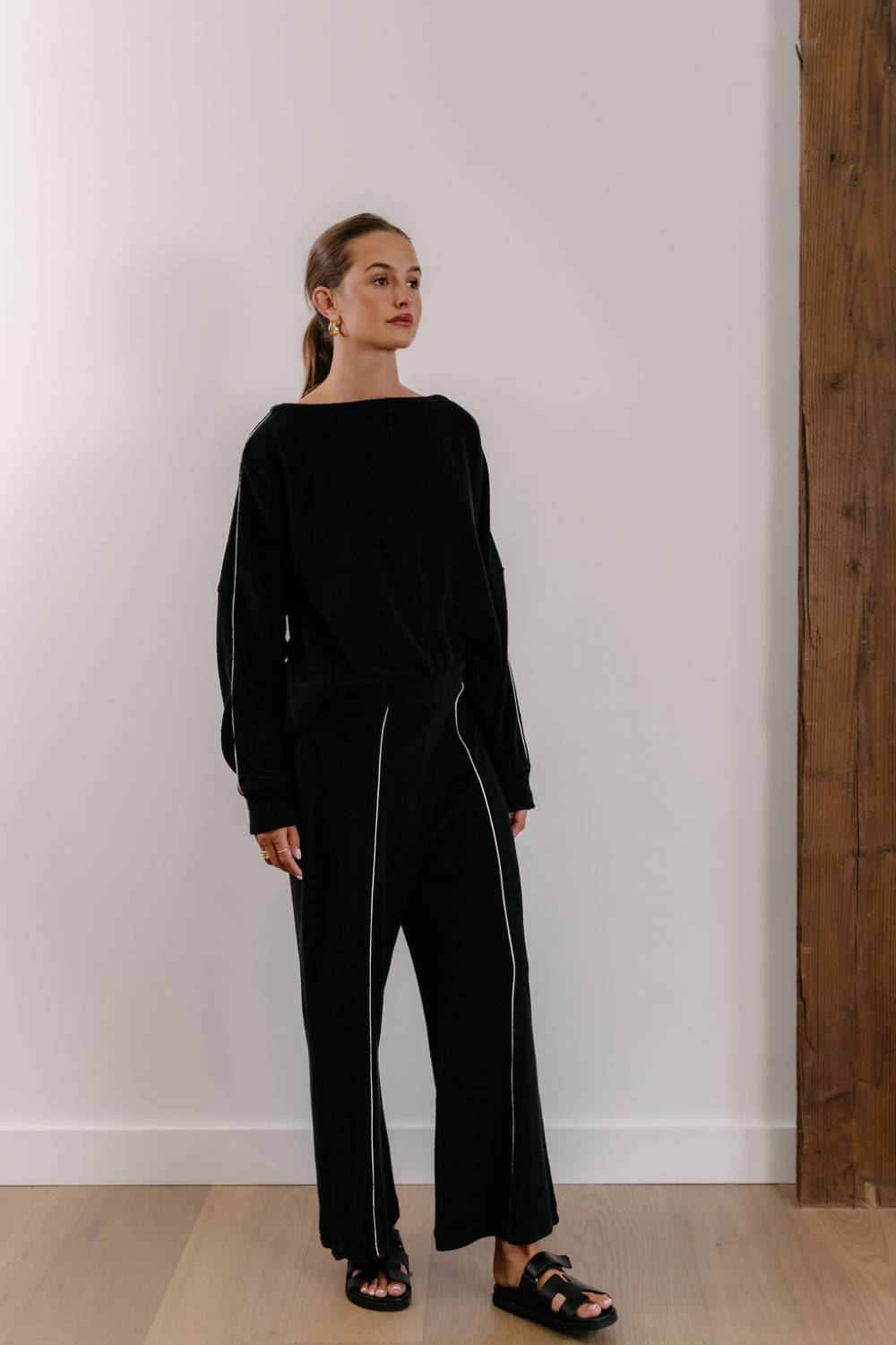 Empire Axis Pants - Black with White Piping
