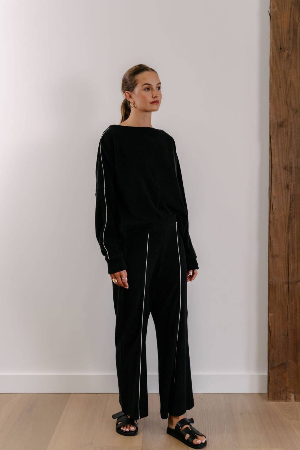 Empire Axis Pants - Black with White Piping