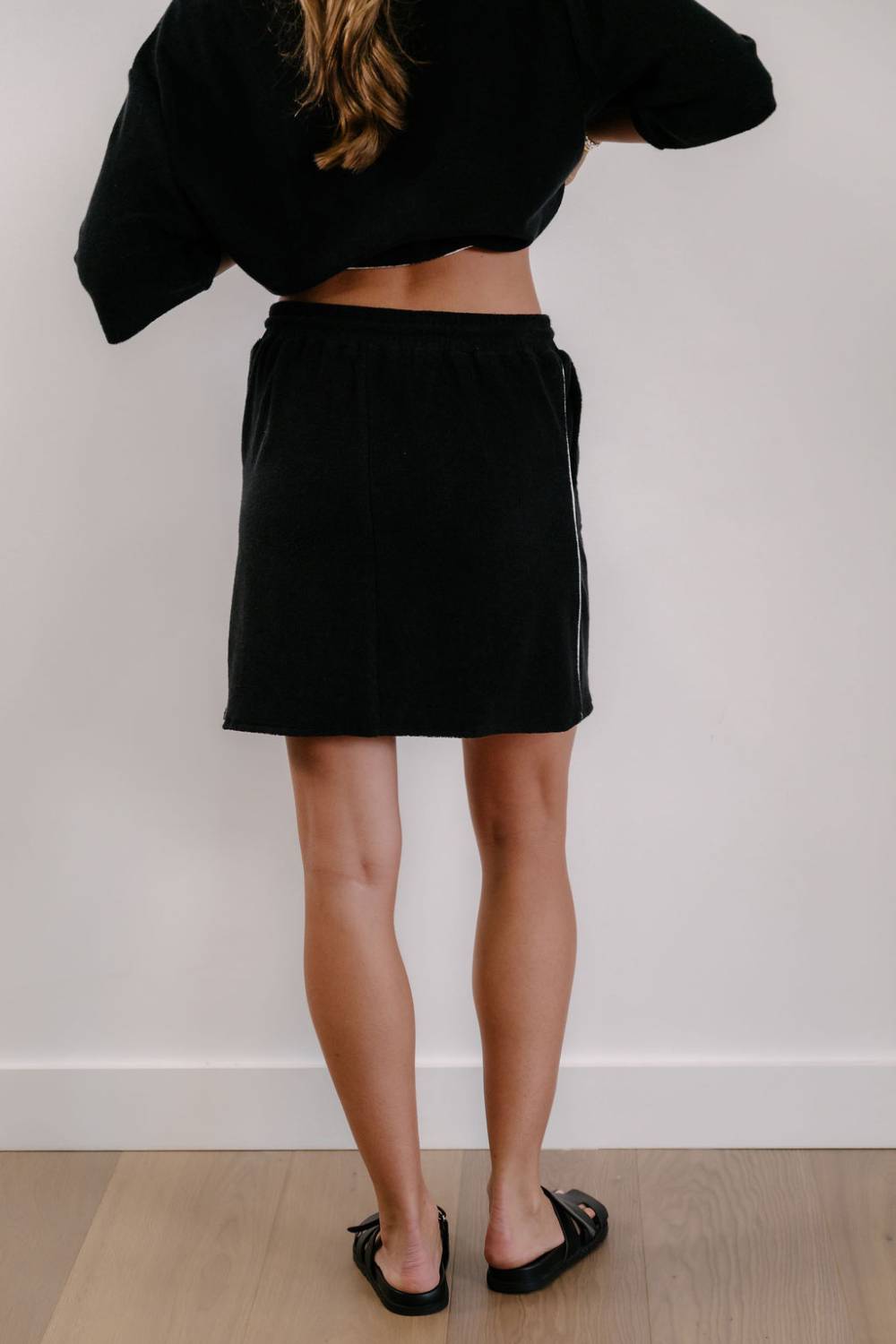 Empire Club Skirt - Black with White Piping