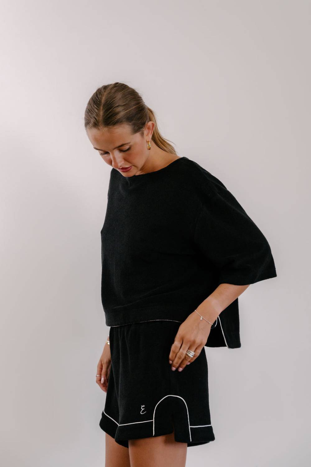 Empire Statement Shorts - Black with White Piping