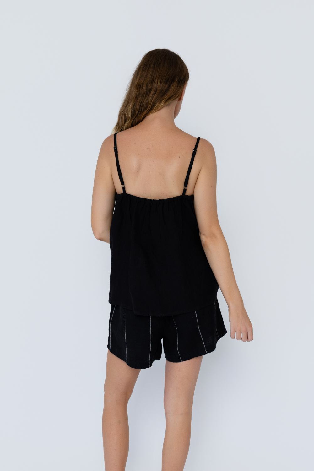 Fundamental Linen Cami - Black