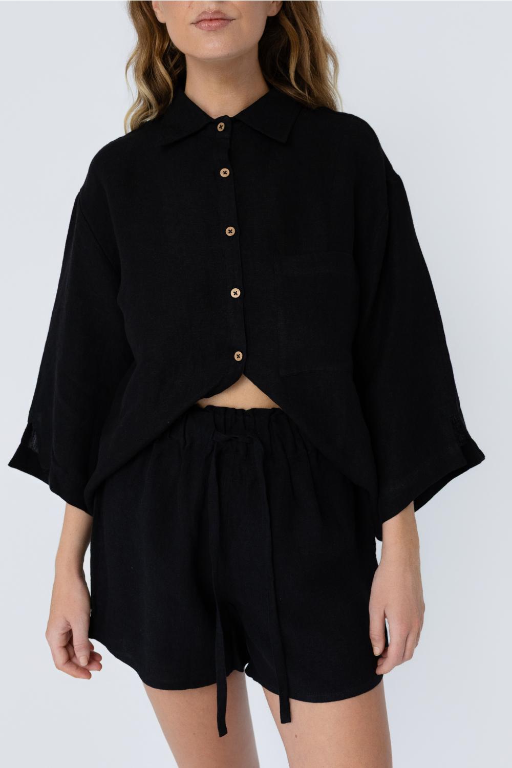 Fundamental Linen Shirt - Black