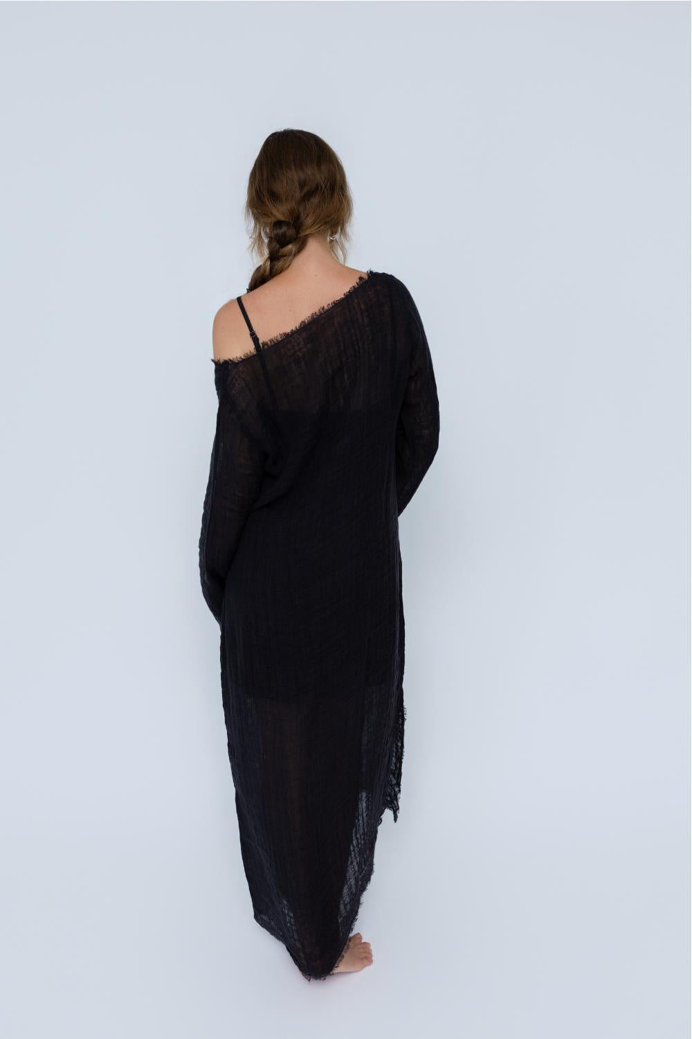 Luxe Malle Linen Dress - Midnight
