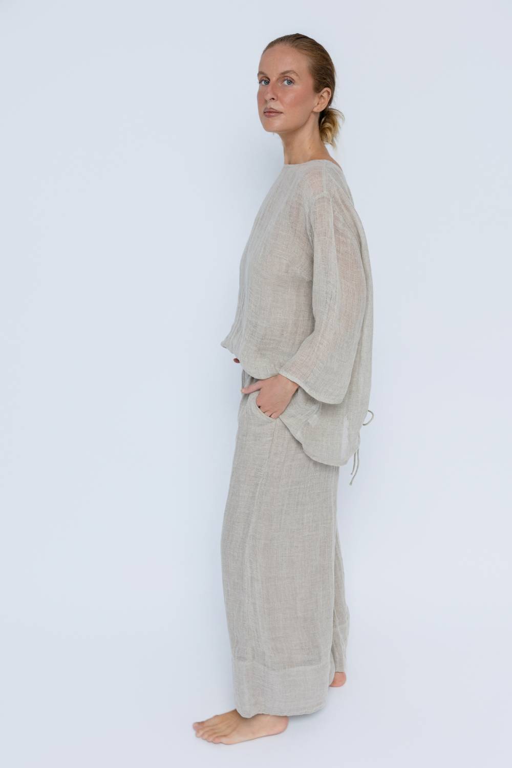 Margot Reversible Linen Top - Natural