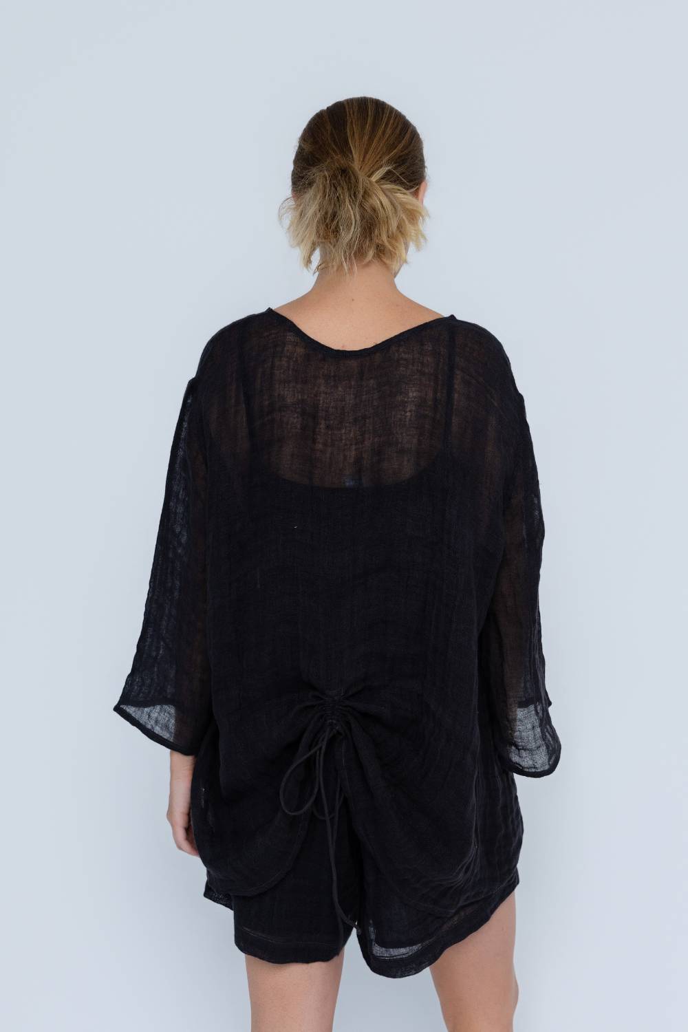 Margot Reversible Linen Top - Black