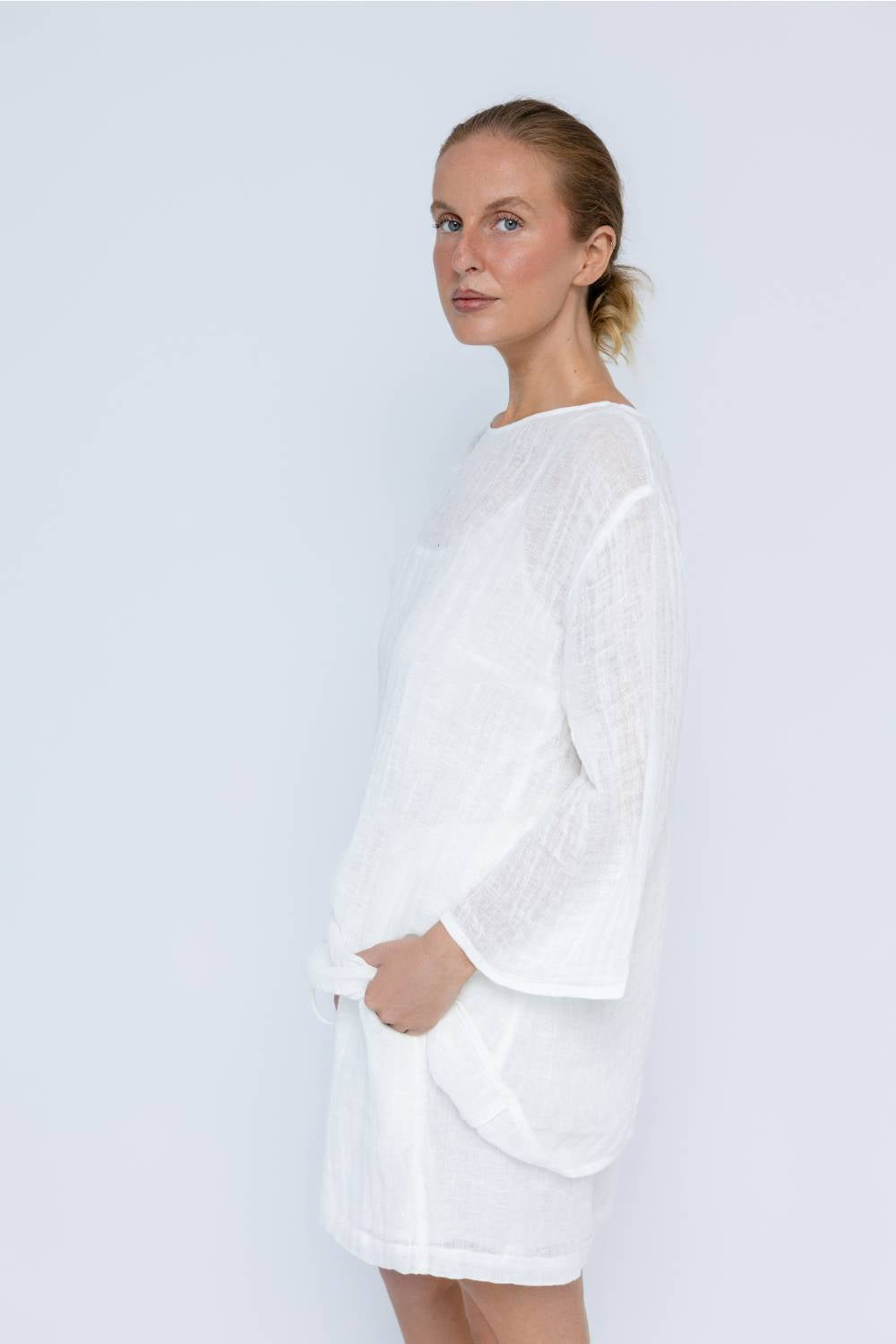 Margot Reversible Linen Top - Off White