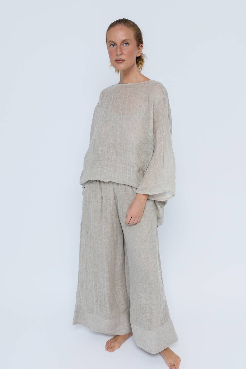 Margot Reversible Linen Top - Natural
