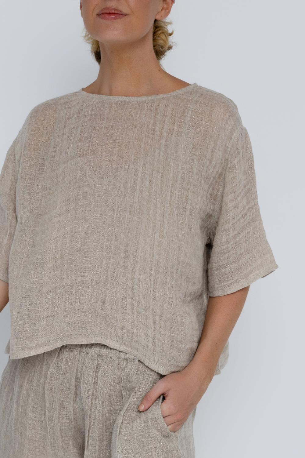 Olivia Linen Top - Natural