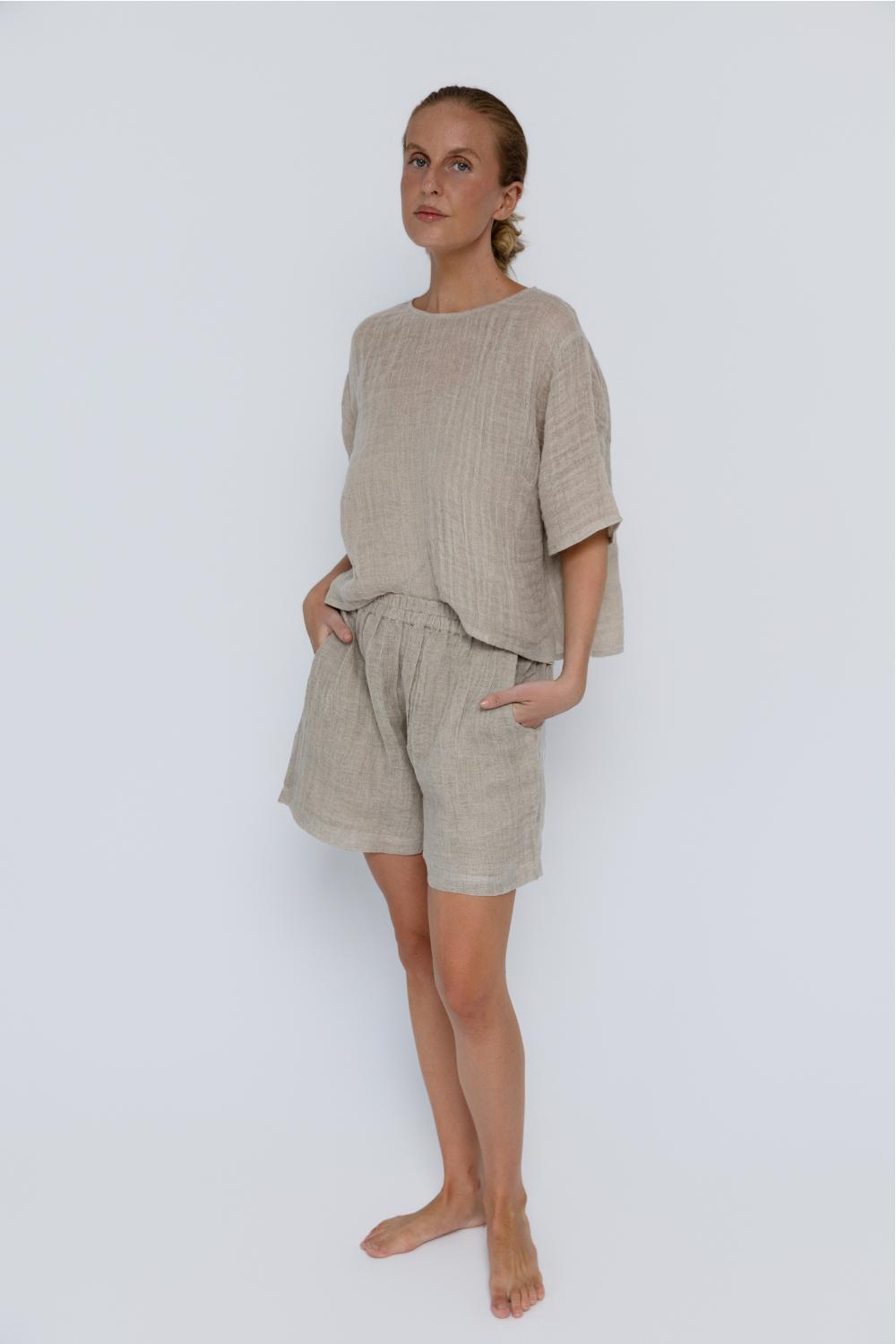 Olivia Linen Top - Natural