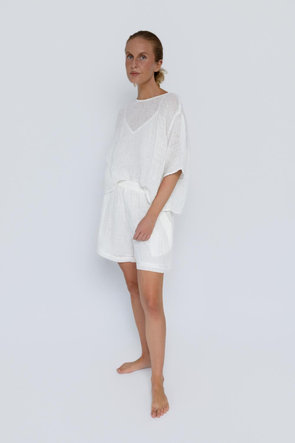 Olivia Linen Top - Off White
