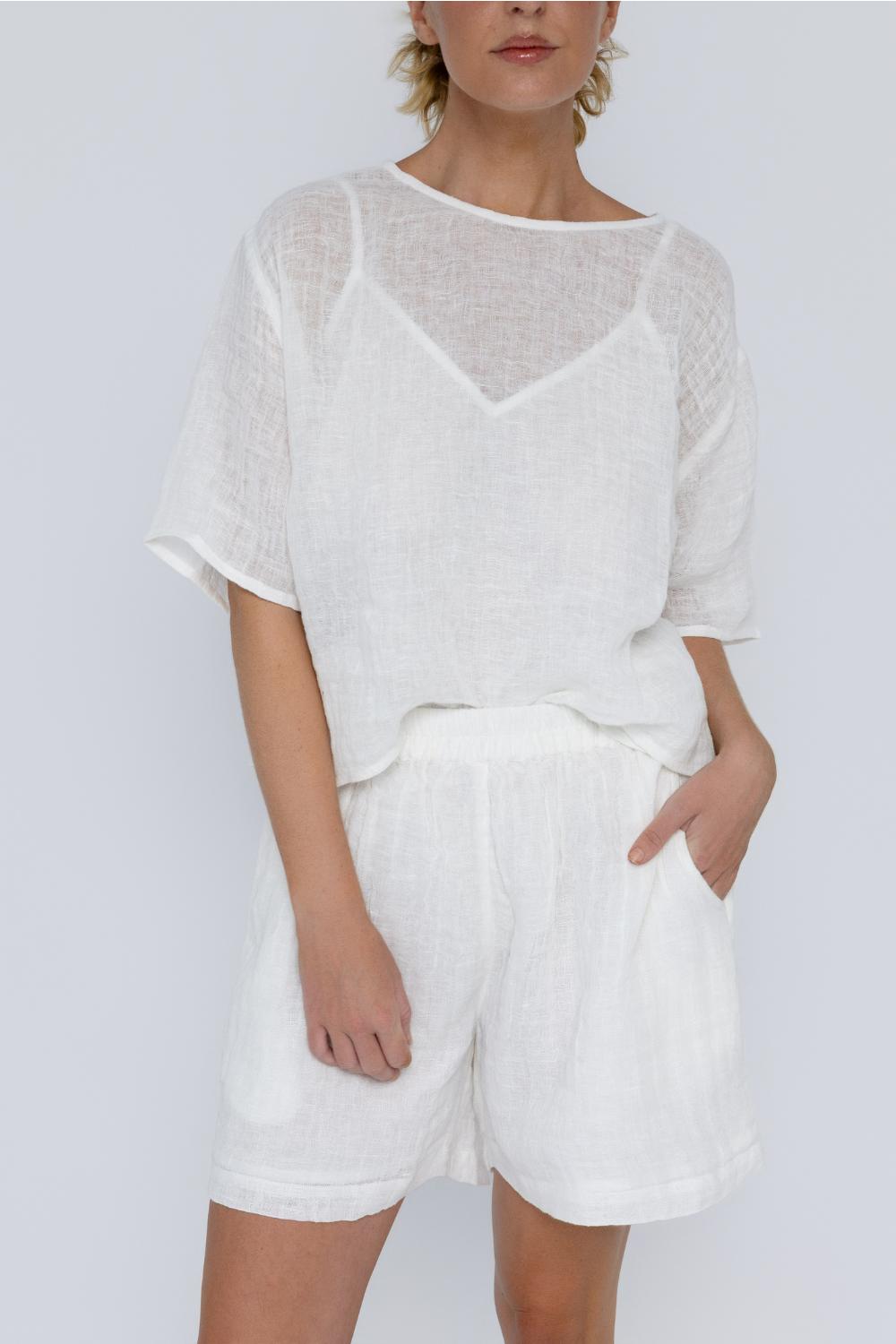 Olivia Linen Top - Off White