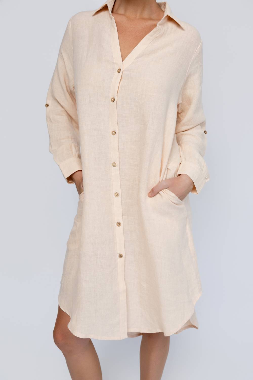 Fundamental Linen Shirt Dress - Blush