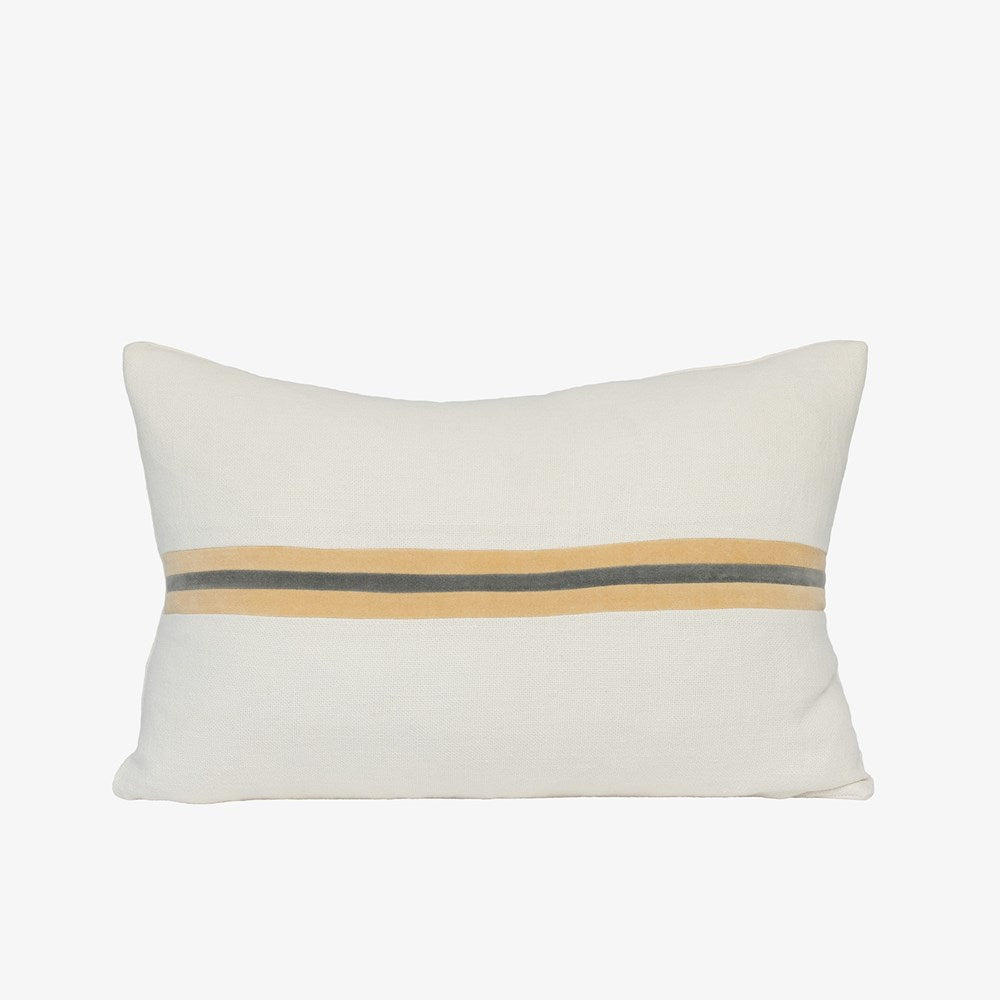 Ribbon Cushion - White/Butter/Grey