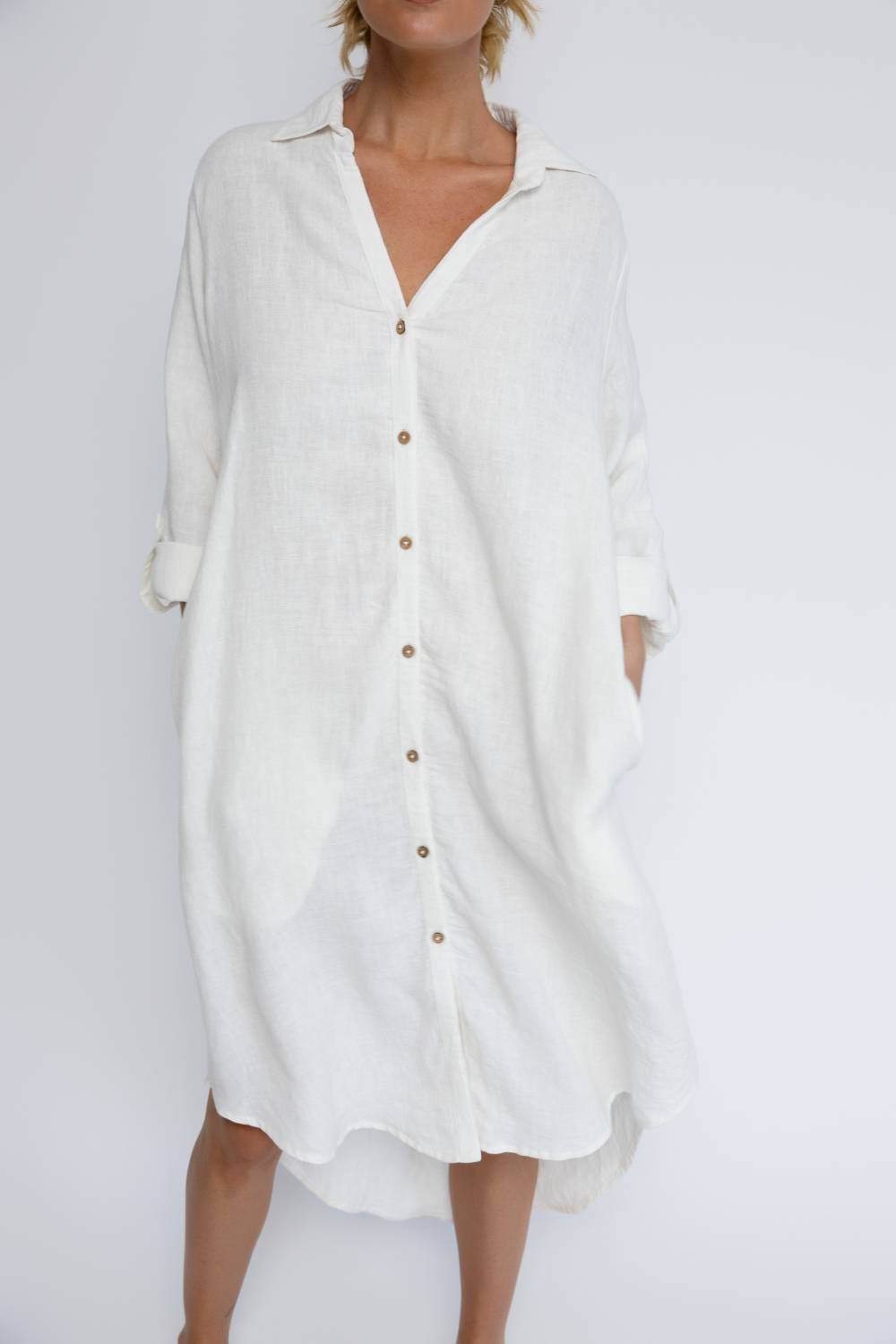 Fundamental Linen Shirt Dress - Off White