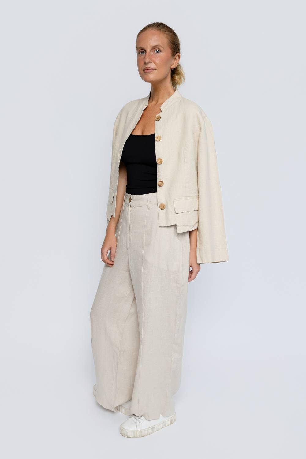 Tailored Linen Pants - Natural