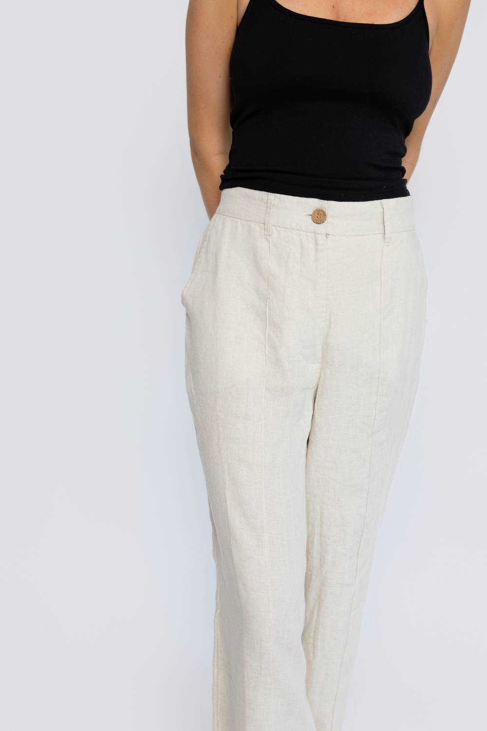 Tailored Linen Pants - Natural