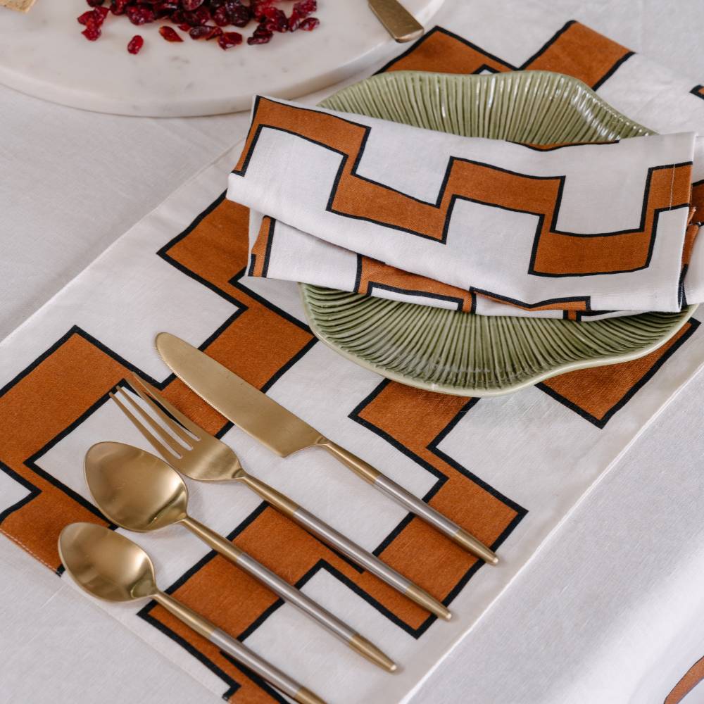 Astor Placemat Set of 2 - Ivory/Nutmeg