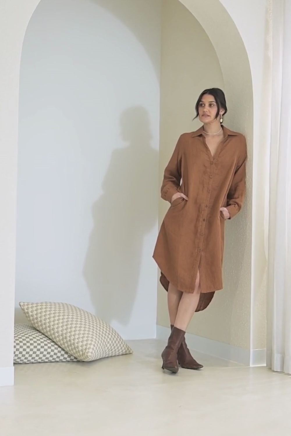 Fundamental Linen Shirt Dress - Nutmeg