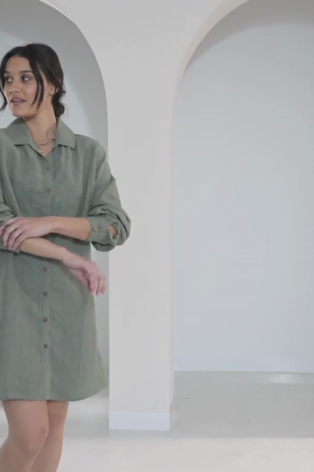 Fundamental Linen Shirt Dress - Pistachio