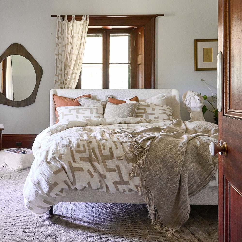 Antico Sheer Linen Curtain - White/Natural - Eadie Lifestyle