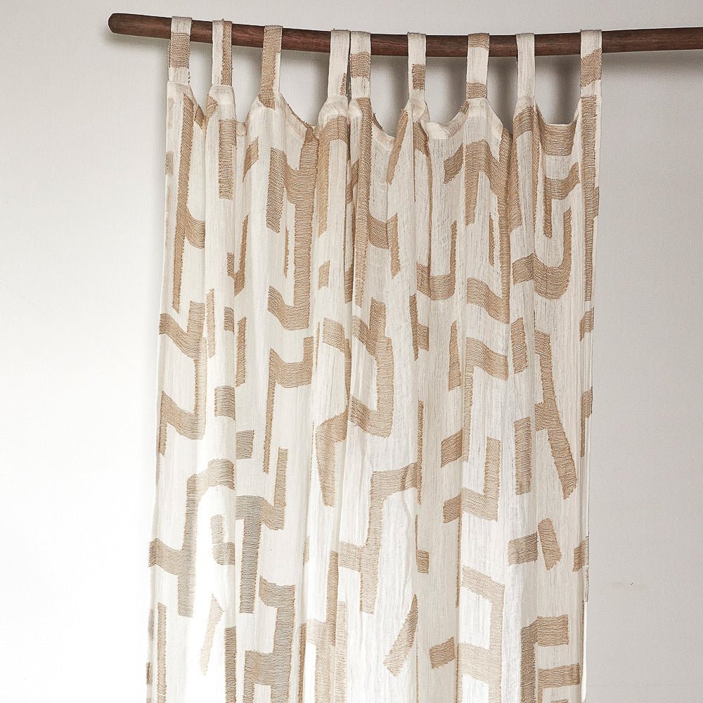 Antico Sheer Linen Curtain - White/Natural - Eadie Lifestyle