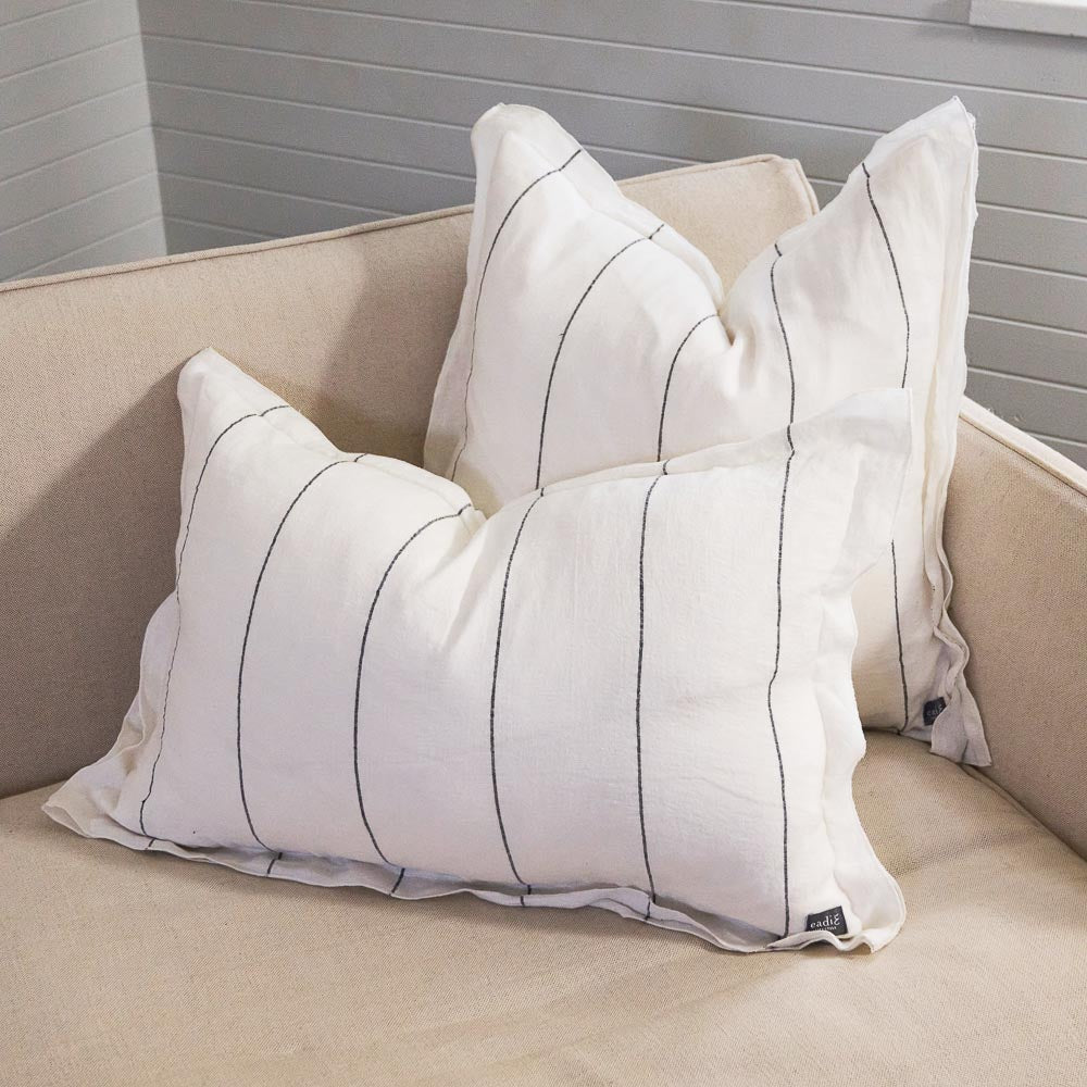 Carter Linen Cushion - Off White w&