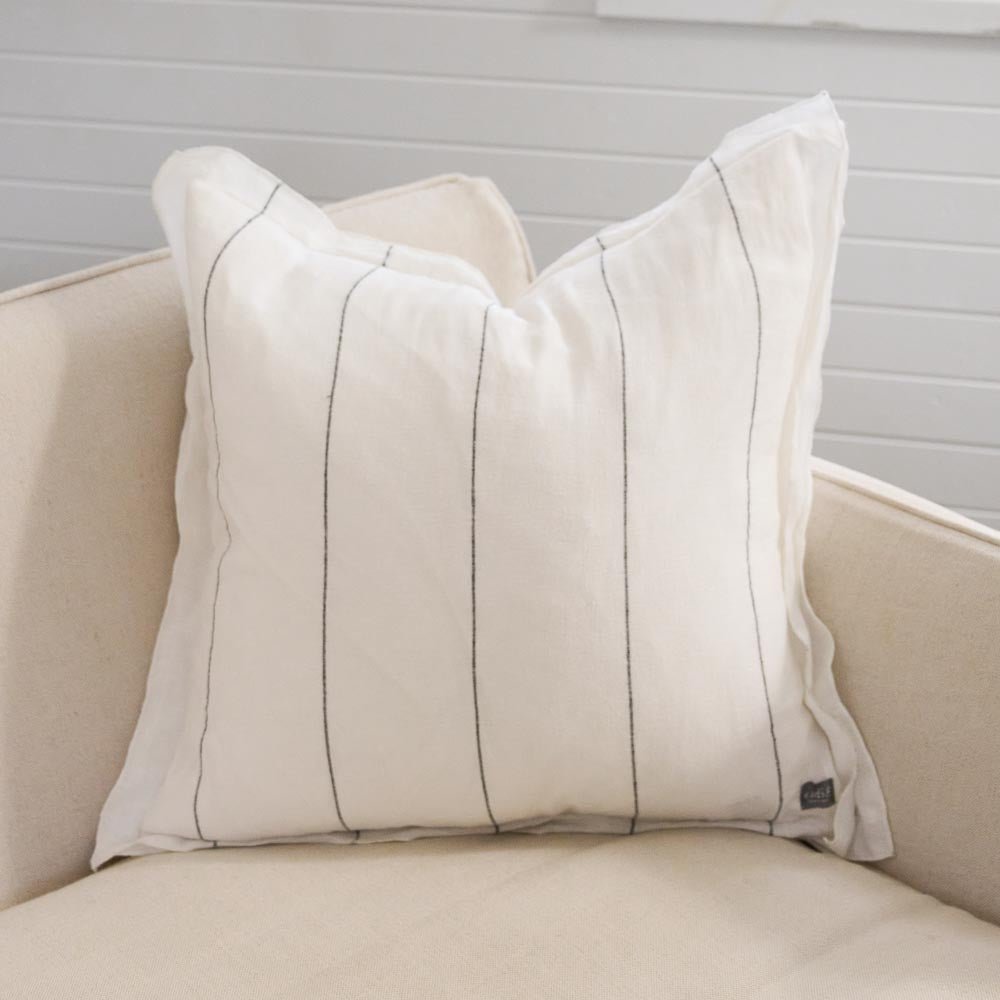 Carter Linen Cushion - Off White w&