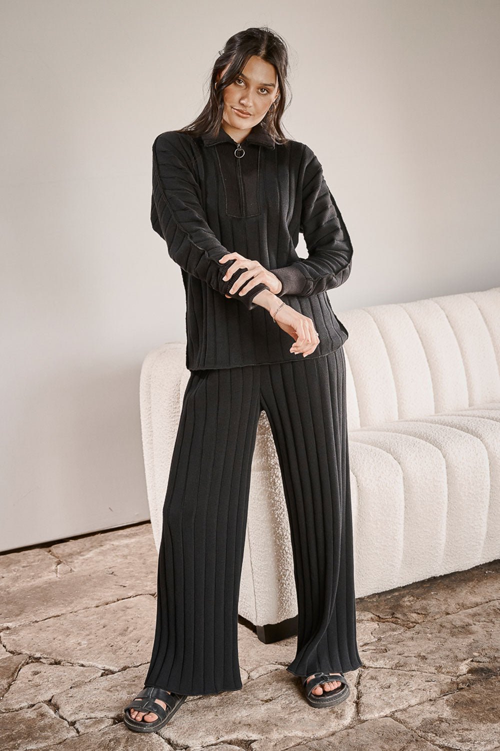 Catalina Zip Sweater - Black - Eadie Lifestyle