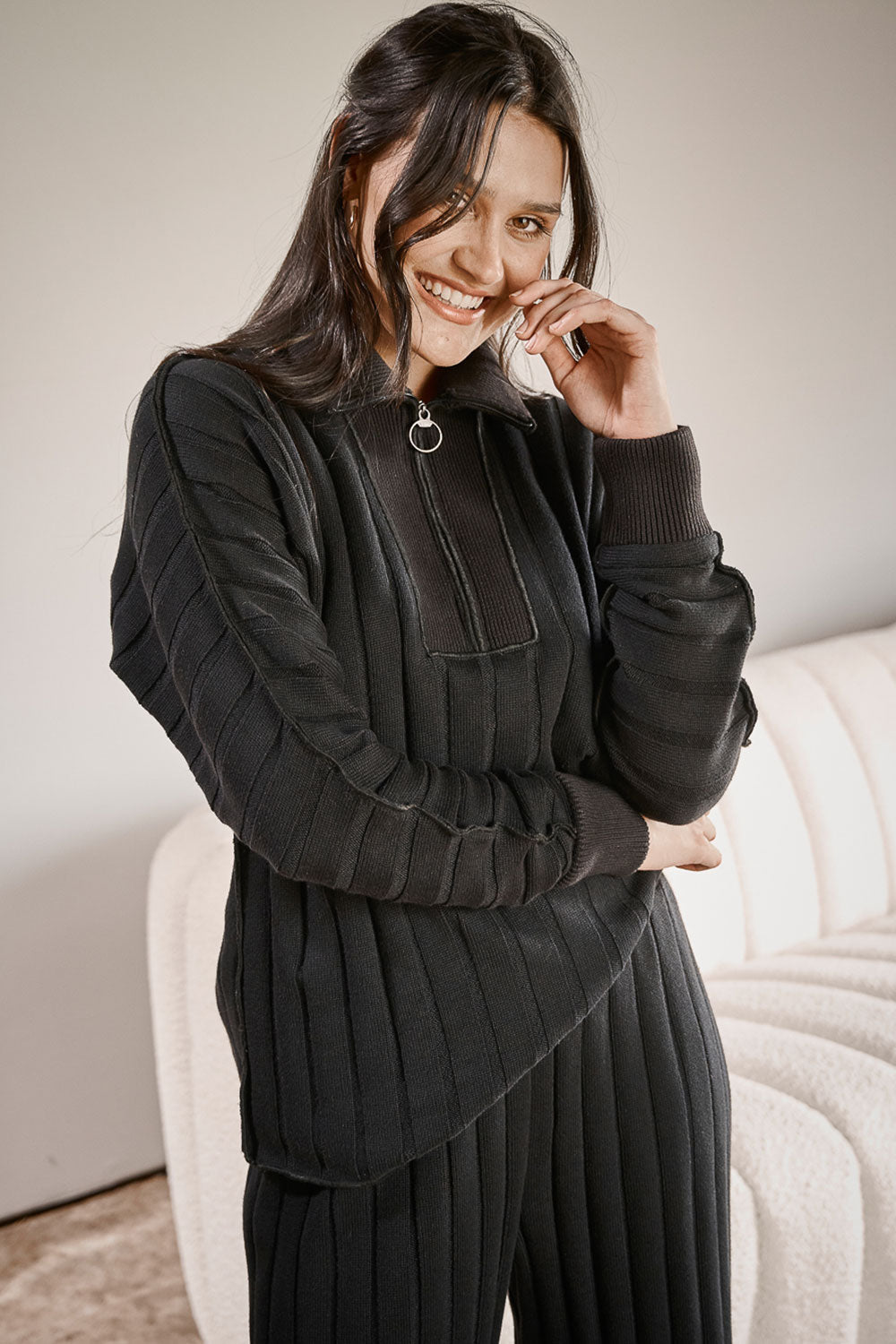 Catalina Zip Sweater - Black - Eadie Lifestyle
