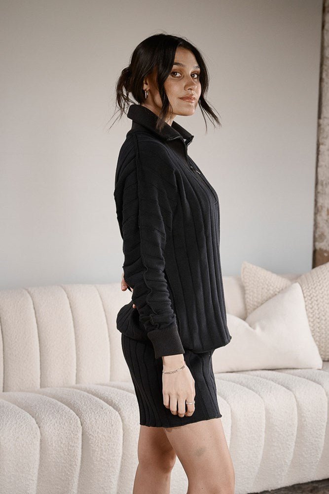 Catalina Zip Sweater - Black - Eadie Lifestyle