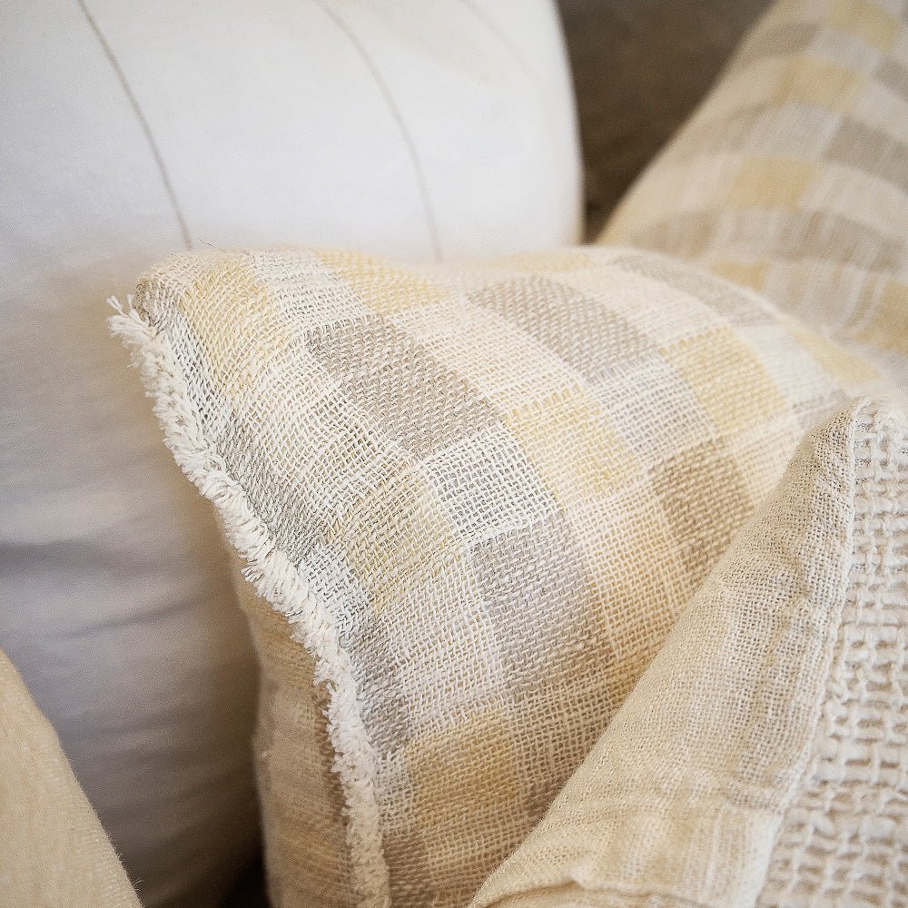 Felice Linen Cushion - Butter/Natural/White - Eadie Lifestyle