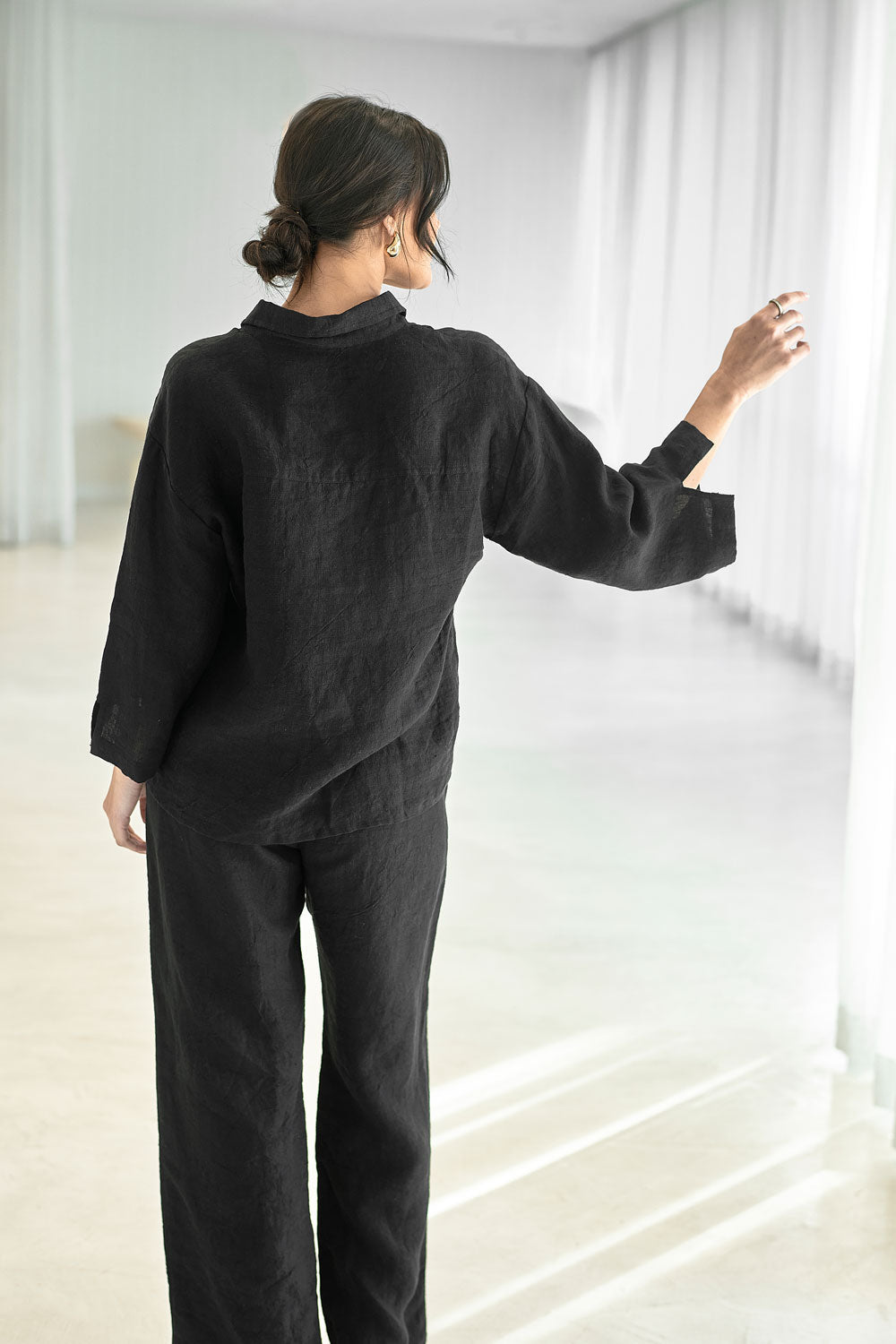 Fundamental Linen Shirt - Black  - Eadie Lifestyle