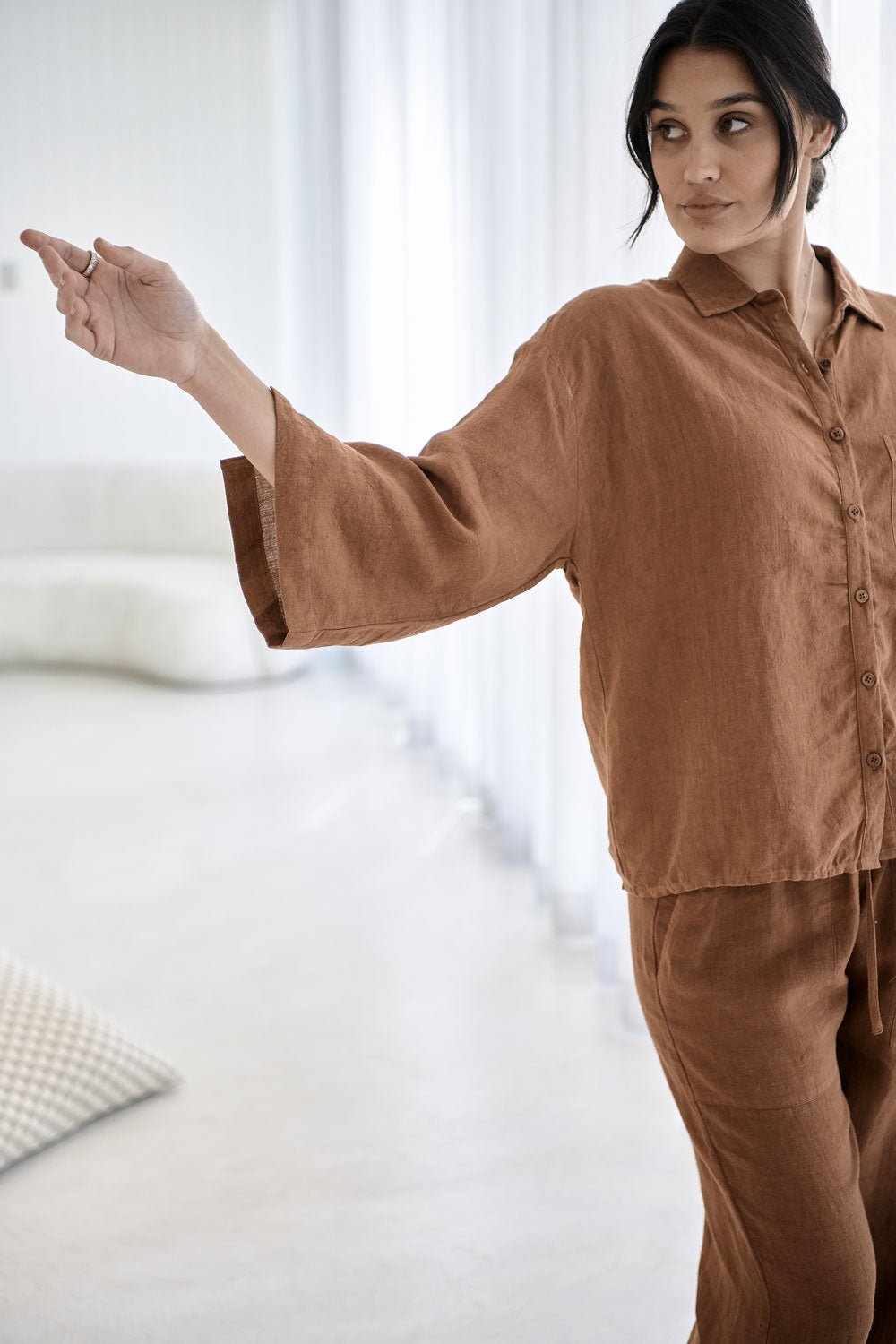 Fundamental Linen Shirt - Nutmeg - Eadie Lifestyle
